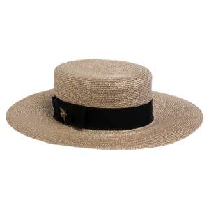 Pre Owned Gucci Gold Lamé Contrast Bee Detail Papier Hat L