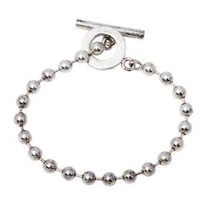 Pre Owned Gucci Sterling Silver Bead Toggle Bracelet