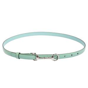 Gucci Turquoise Patent Leather Horsebit Slim Belt 85CM