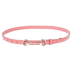 Gucci Pink Patent Leather Horsebit Skinny Belt 80CM