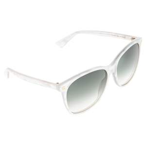 Pre Owned Gucci White Marble Effect Acetate GG0042S Gradient Sunglasses