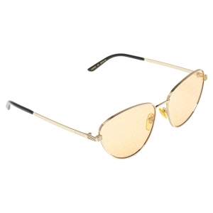Pre Owned Gucci Gold Acetate and Gold Tone Metal GG0803S Logo Print Cat Eye Sunglasses