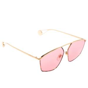 Pre Owned Gucci Pink Acetate GG0437SA Geometric Sunglasses