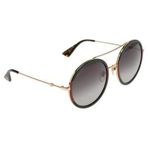 Gucci Web Stripe / Grey Gradient GG0061S Round Sunglasses