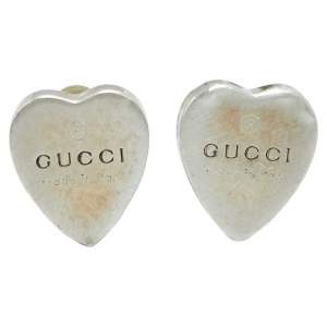 Gucci Sterling Silver Heart Stud Earrings