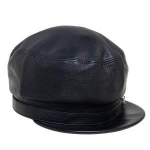 Gucci Black Leather Papercap Cap L