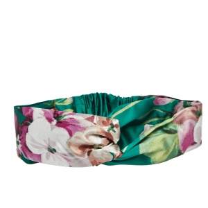 Gucci Green Floral Print Silk Headband