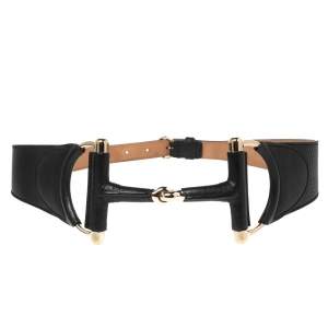 Pre Owned Gucci Black Leather Horsebit Belt 90 CM