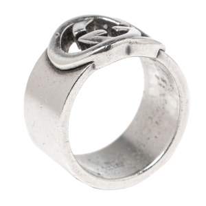 Gucci GG Sterling Silver Band Ring Size 53