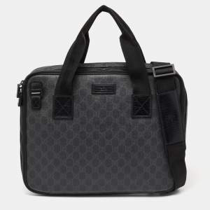 Gucci Black GG Supreme Canvas Laptop Case Bag