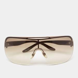 مملوكة مسبقًا Gucci Brown 1893/S Rimless Crest Gradient Shield Sunglasses 
