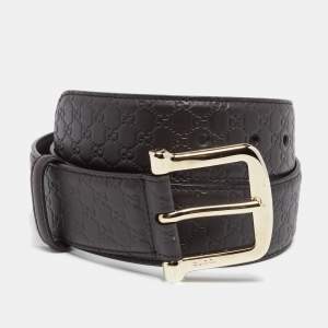 Gucci Dark Brown Microguccissima Leather Buckle Belt 75CM