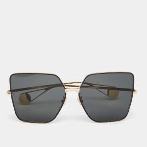 Pre Owned Gucci Grey/Gold Tone GG0436S Oversized Sunglasses
