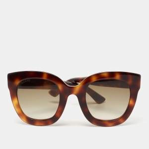 Pre Owned Gucci Havana Brown Gradient Brown GG0208S Cat Eye's Sunglasses