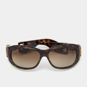 Pre Owned Gucci Brown Havana/ Grey Gradient GG 2970 Bamboo Horsebit Rectangle Sunglasses