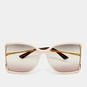 Pre Owned Gucci Cream/Grey Pink Gradient GG0592S Oversized Sunglasses
