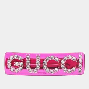 Gucci Fuchsia Pink Crystal Embellished Barrette