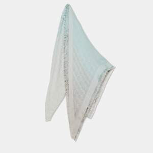 Gucci Light Blue Ombre Guccissima Jacquard Wool & Silk Triangle Shawl