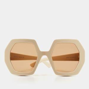 مملوكة مسبقًا Gucci Ivory/Brown GG0772S Oversized Sunglasses