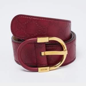 مملوكة مسبقًا Gucci Plum Guccissima Leather Buckle Belt 80 CM