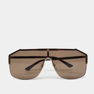 Gucci Gold Tone/ Brown GG0291S Shield Sunglasses