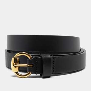 Gucci Black Leather Slim Buckle Belt 85CM