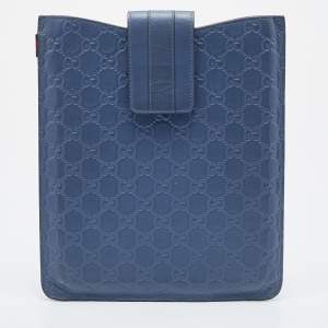 Gucci Blue Guccissima Leather iPad Case
