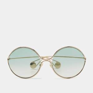 Gucci Light Green GG0253SA 001Gradient Round Sunglasses