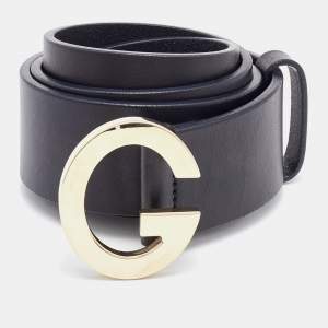 Gucci Black Leather G Logo Buckle Belt 80 CM