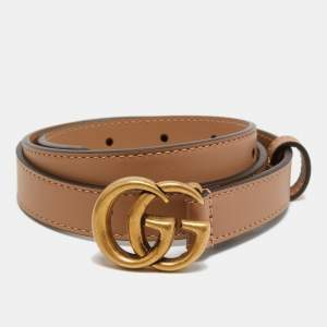 Gucci Beige Leather GG Marmont Waist Belt 75CM