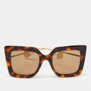 Gucci Brown Tortoise GG0435S Butterfly Sunglasses