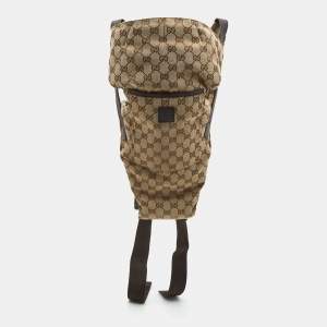 Gucci Brown Monogram Canvas And Leather Baby Carrier 