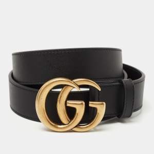 Gucci Black Leather GG Marmont Belt 90CM
