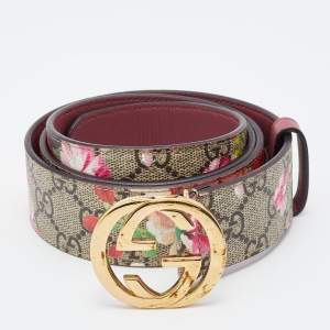 Gucci Multicolo GG Supreme Blooms Print Canvas Interlocking G Buckle Belt 100CM