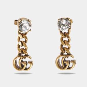 Gucci GG Crystal Gold Tone Earrings