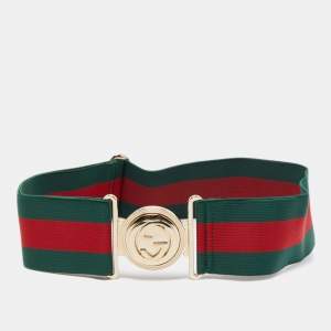 Gucci Green/Red Web Elastic Band Hysteria Belt 85CM