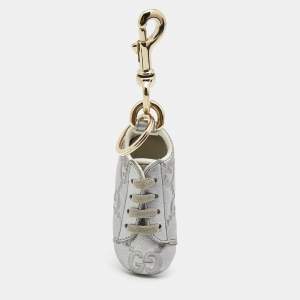 Gucci Silver Guccissima Leather Bag Charm & Key Holder