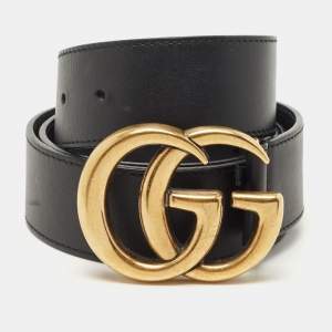 Gucci Black Leather GG Marmont Belt 85CM
