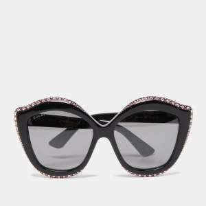 Gucci Black Crystals Embellished Gradient Cat Eye Sunglasses