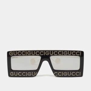 Gucci Black Crystal Mask Rectangular Sunglasses