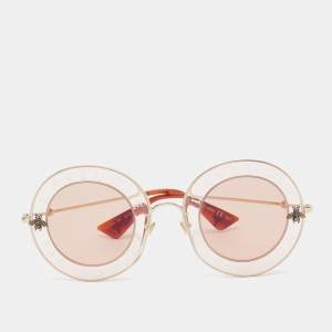 Gucci Pink/Gold L'Aveugle Par Amour Round Sunglasses