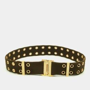 Gucci Khaki Green Canvas Eyelet Adjustable Belt 90CM