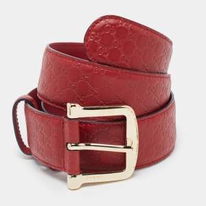 Gucci Red Microguccissima Leather Buckle Belt 85CM
