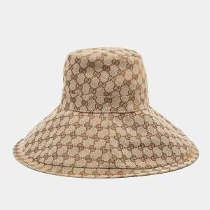 Gucci Brown GG Canvas Jacquard Wide Brim Bucket Hat S