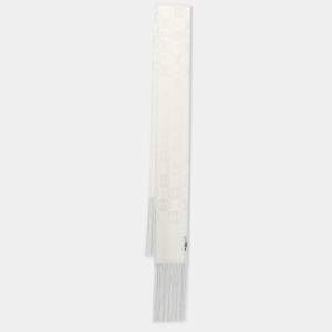 Gucci Ivory GG Pattern Silk Fringed Stole
