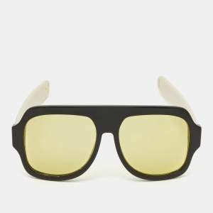 Gucci Black Webstripe/Yellow GG0256S Rectangle Sunglasses