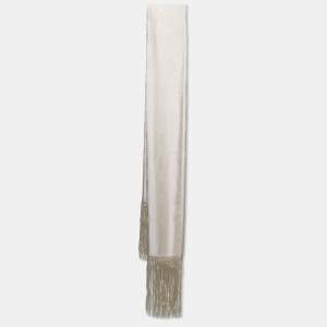 Gucci Ivory Patterned Silk Fringed Stole