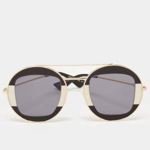 Gucci Black/Gold GG0105S Round Sunglasses
