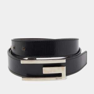 Gucci Black Leather G Buckle Reversible Belt 90CM