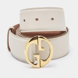 Gucci Off-White Leather 1973 Logo Belt 90CM